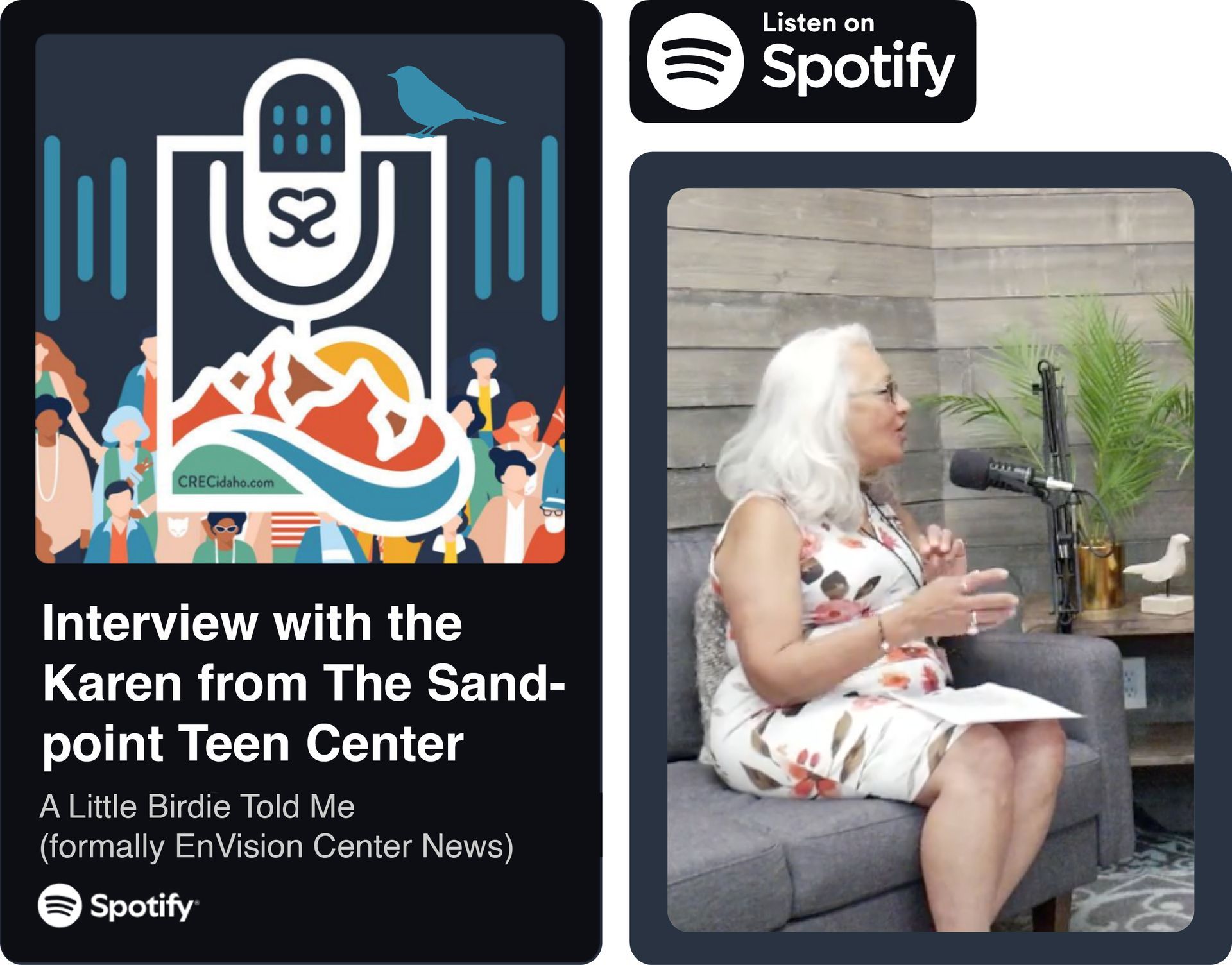 Spotify episode of A Little Birdie Told Me with Sandpiont High School CTE program and Jeralyn Mire and Alex Gray.