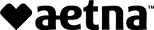 A black and white logo for aetna with a heart in the middle.