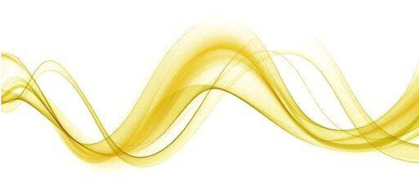 A yellow wave is moving in the air on a white background.
