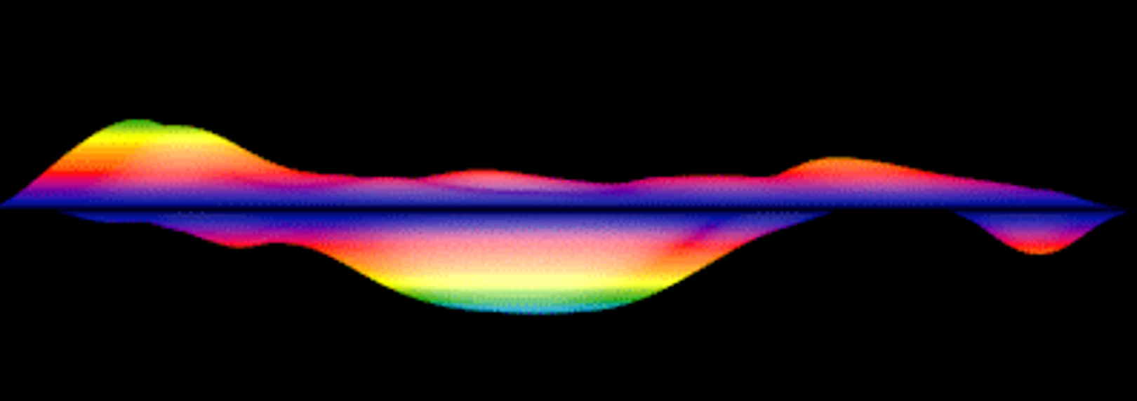 A rainbow colored wave on a black background