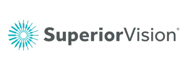 The superior vision logo is a blue and white logo with a sunburst.