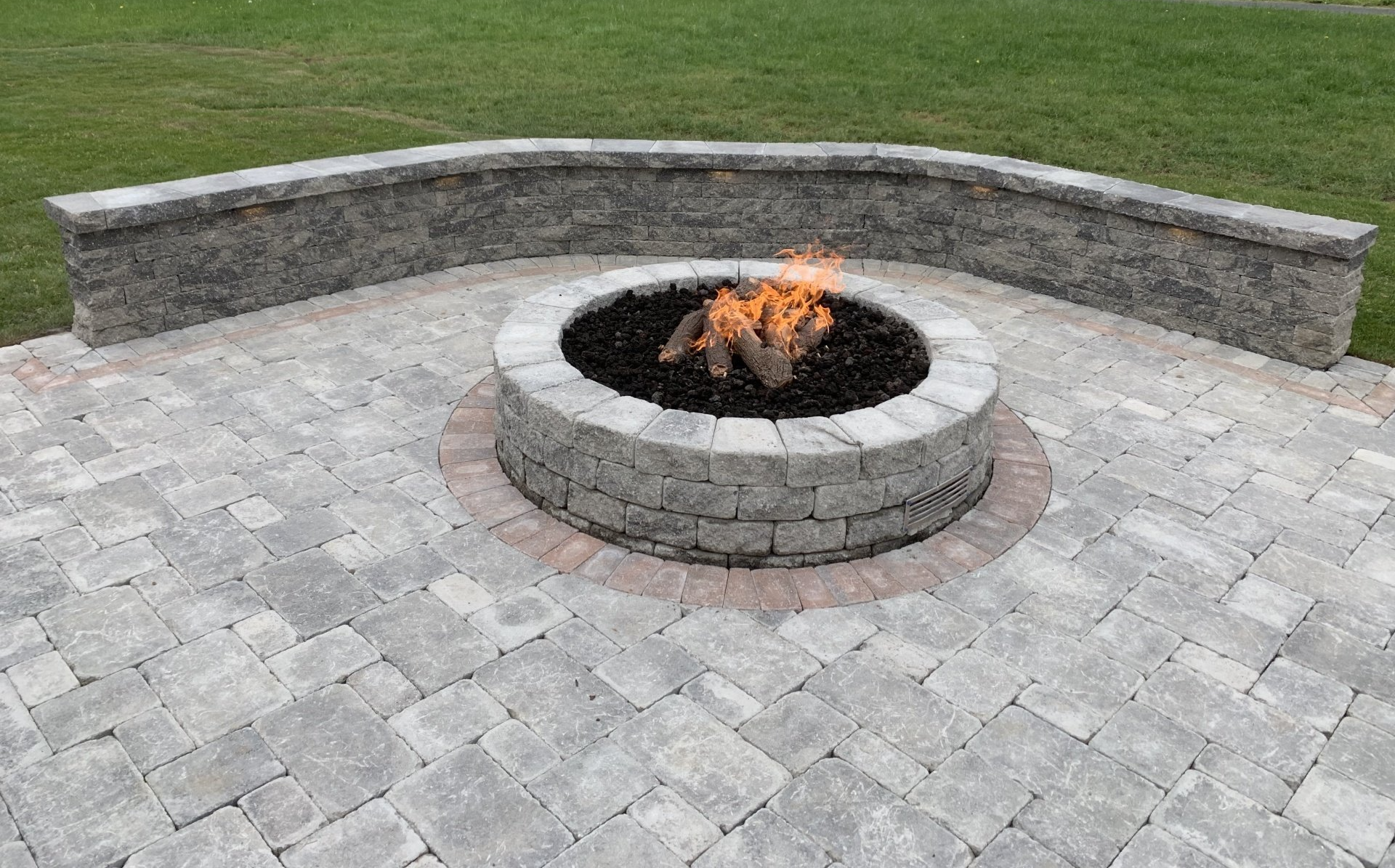 Outdoor Stone Fire Pit Installation Landscapers