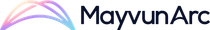 MayvunArc logo with multicolor arc lines and dark blue text on a white background