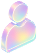 Pastel holographic user icon with a circular head and rounded shoulders