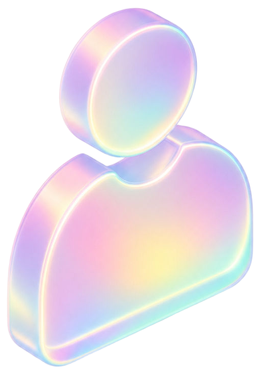 Iridescent pastel user avatar icon with a circular head and rounded shoulders