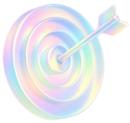 Iridescent pastel target with an arrow lodged in the center