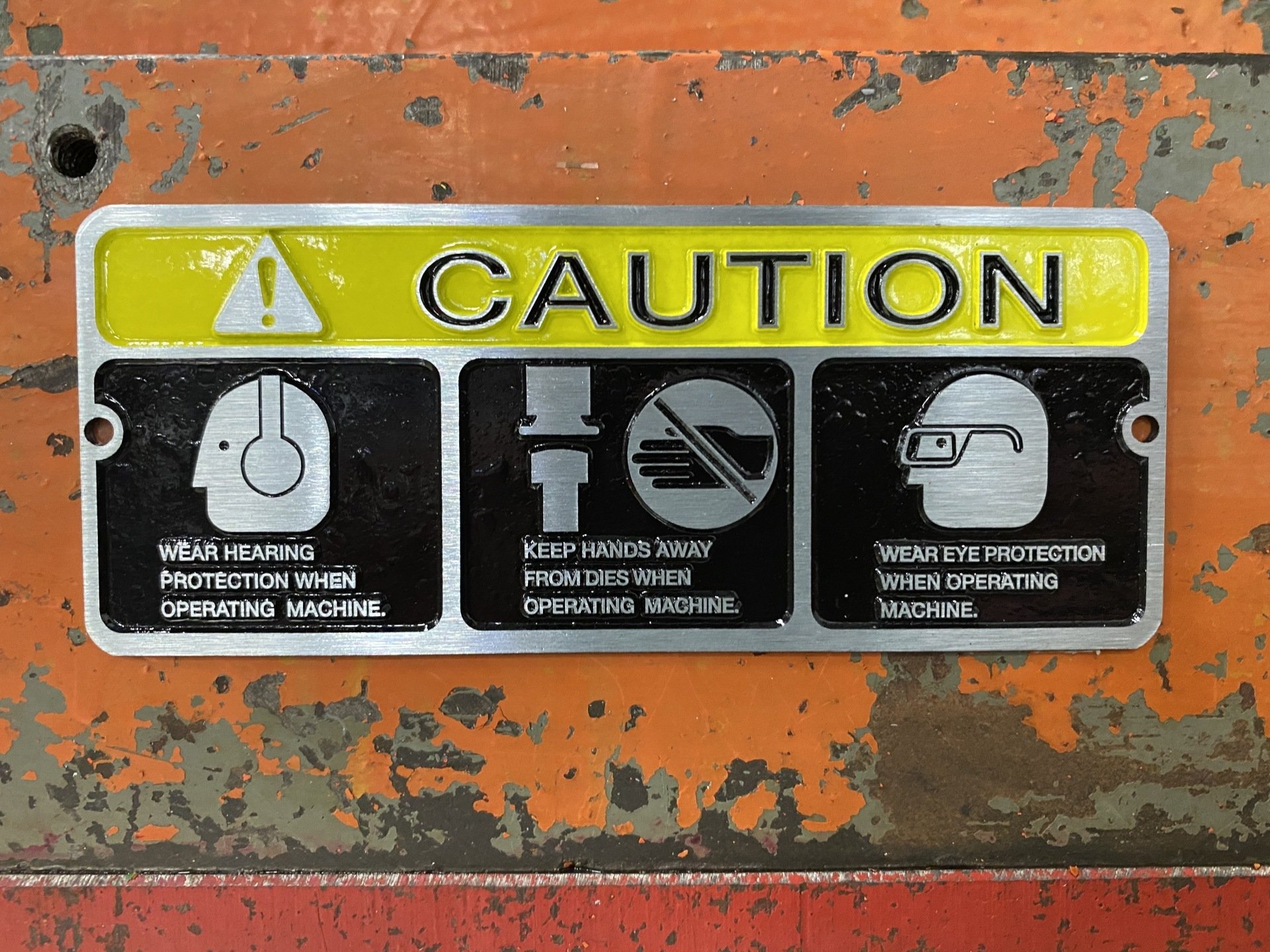 Punch Press CAUTION Plate | VisionMark Nameplate Company
