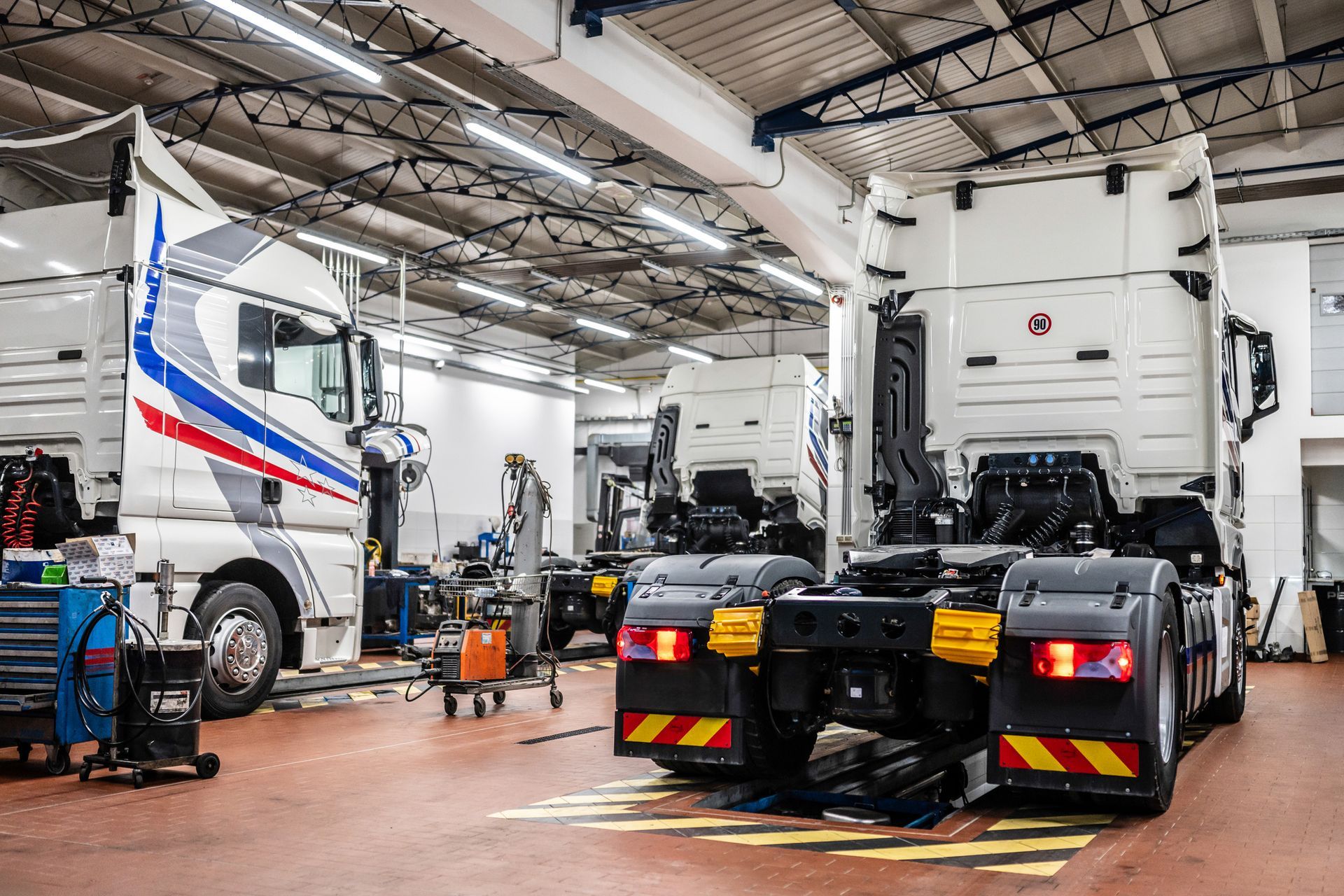 Interior of truck truck repair shop