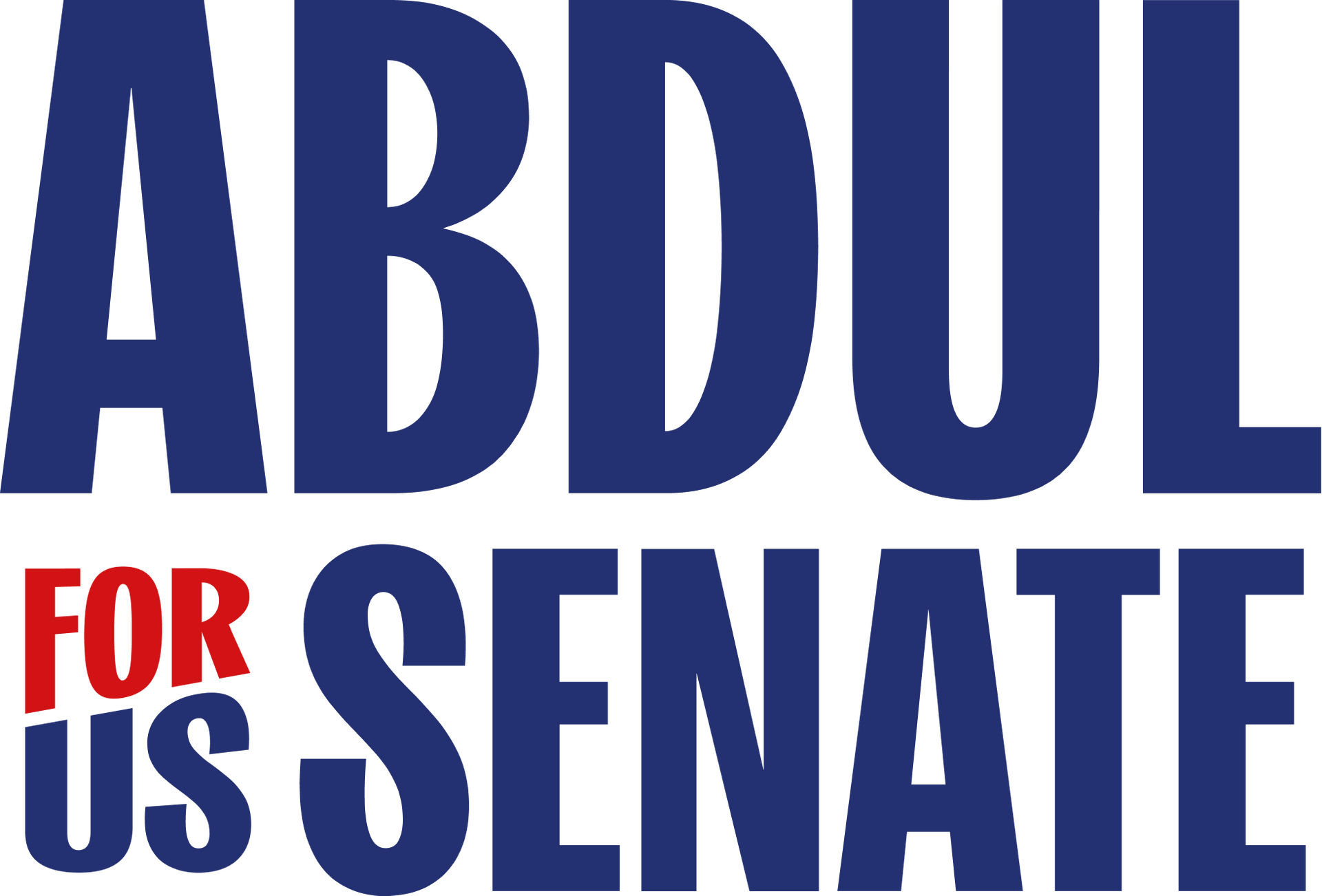 Abdul for Senate campaign logo in blue, red, and white text
