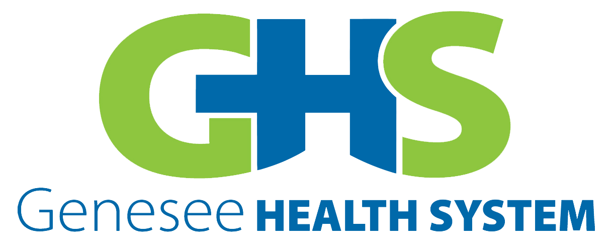 Genesee Health System logo with blue and green “GHS” text and name underneath