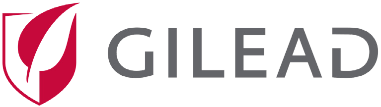Gilead logo in gray with a red shield emblem