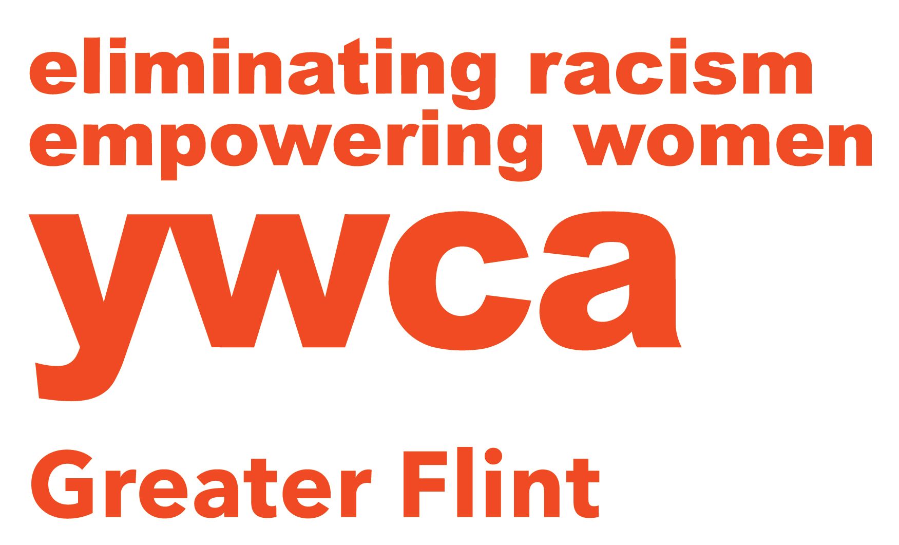 YWCA Greater Flint logo in orange with the words “eliminating racism empowering women.”