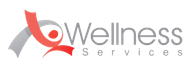 Wellness Services logo with gray and red abstract figure and text