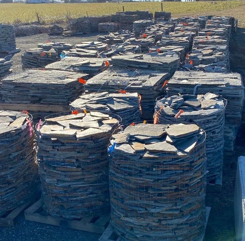 Under construction stone wall project