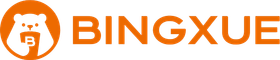 Orange BINGXUE logo with a white bear face inside a circle