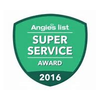 Green Angie’s List Super Service Award shield, 2016