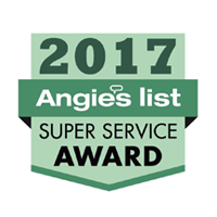 2017 Angie’s List Super Service Award badge in green and black