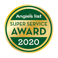 Angie’s List Super Service Award 2020 gold and green circular badge