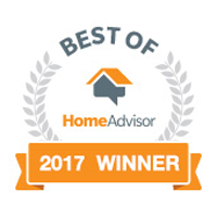 HomeAdvisor “Best of 2017 Winner” award badge with orange ribbon and gray laurel wreath