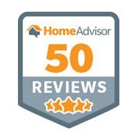 HomeAdvisor 50 reviews badge with five orange stars