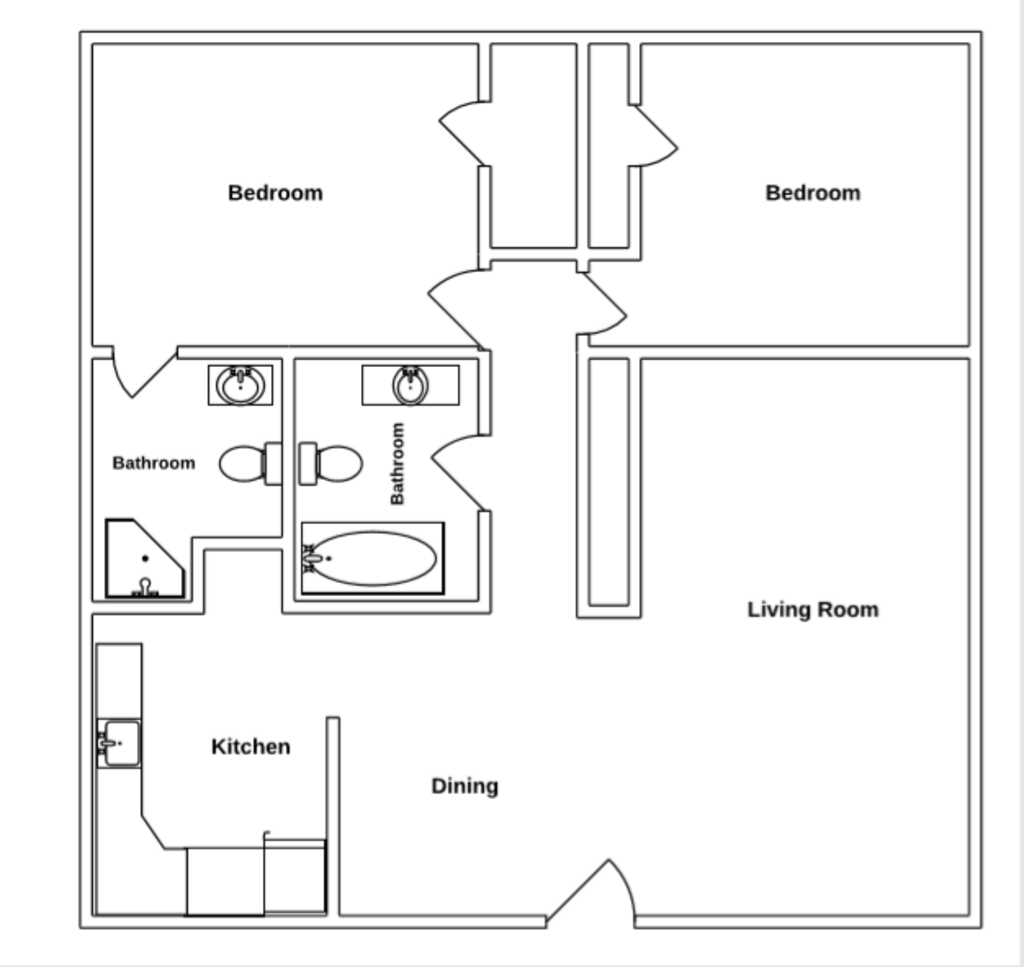 Floor Plan: 2 Bed · 2 Bath · 868 SQ. FT.