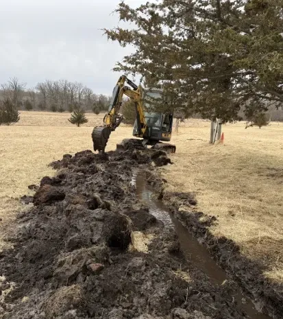 Utility excavation in North Branch, MN trenching and preparing ground for underground service lines