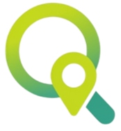 Green magnifying glass with a map pin icon and teal handle