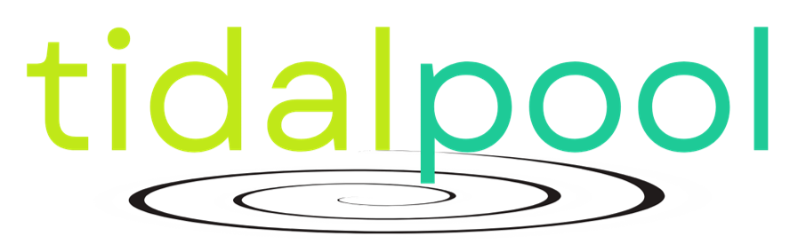 Tidalpool logo in lime green with black ripple rings underneath