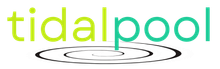 Tidalpool logo in lime green with black ripple rings underneath