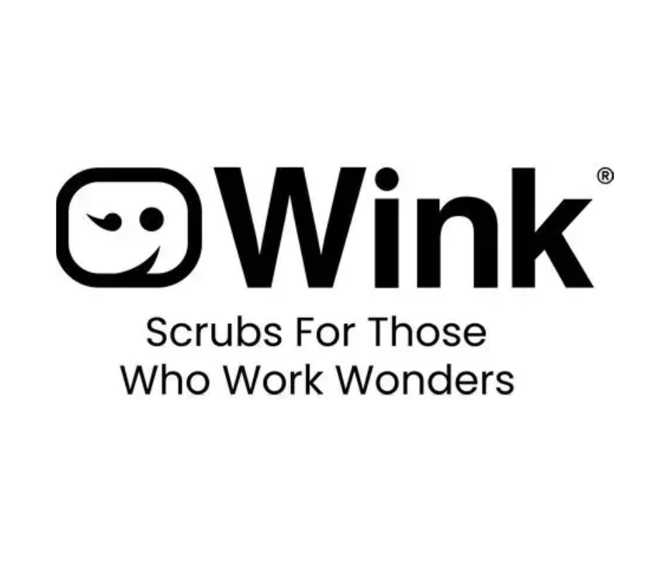 Wink Scrubs Logo: Scrubs for those who work wonders.
