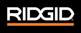 RIDGID logo in white on a black background with an orange underline