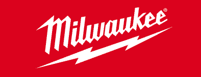 Milwaukee logo in white on a red background