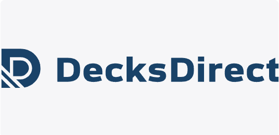 DecksDirect logo in dark blue on a light background