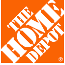 The Home Depot logo in white on an orange square background.