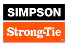 Simpson Strong-Tie logo in white on black and orange background