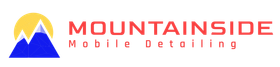 A logo for mountainside mobile detailing with a mountain in the middle