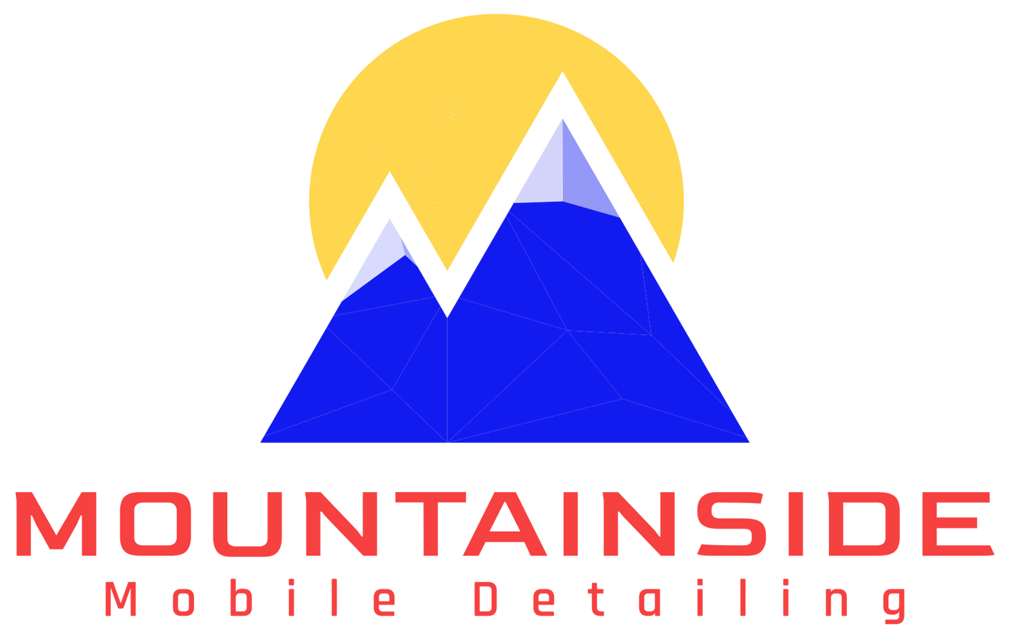 A logo for mountainside mobile detailing with a mountain and sun