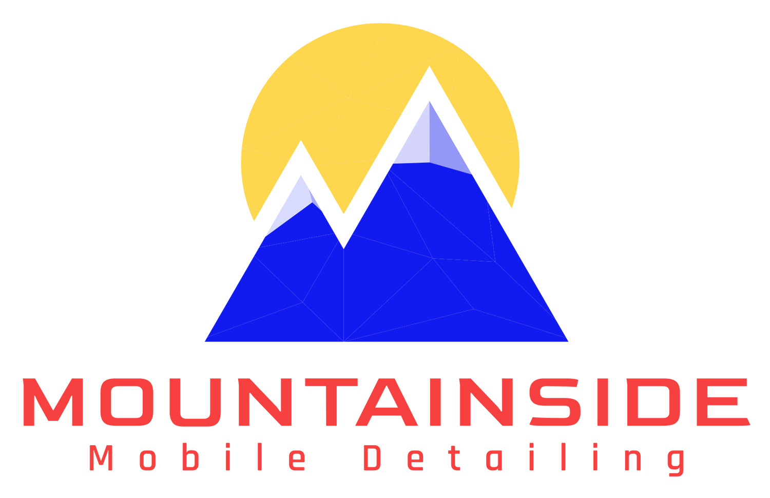 A logo for mountainside mobile detailing with a mountain and sun
