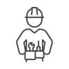 Construction worker wearing a hard hat and tool belt.