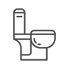 Toilet icon in profile view.
