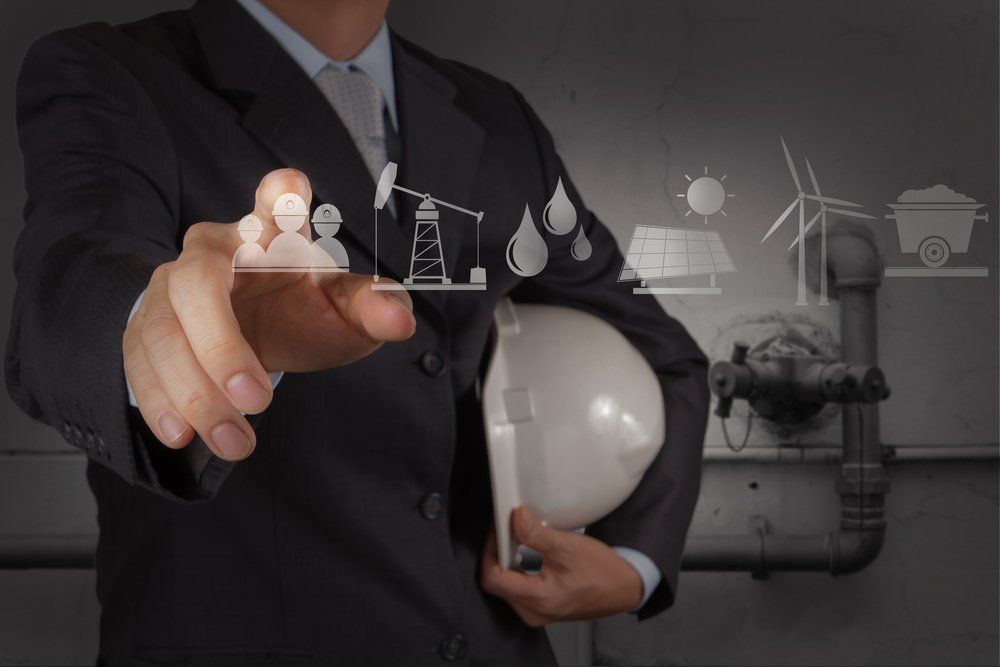 Man With Hard Hat Choosing Investment Option