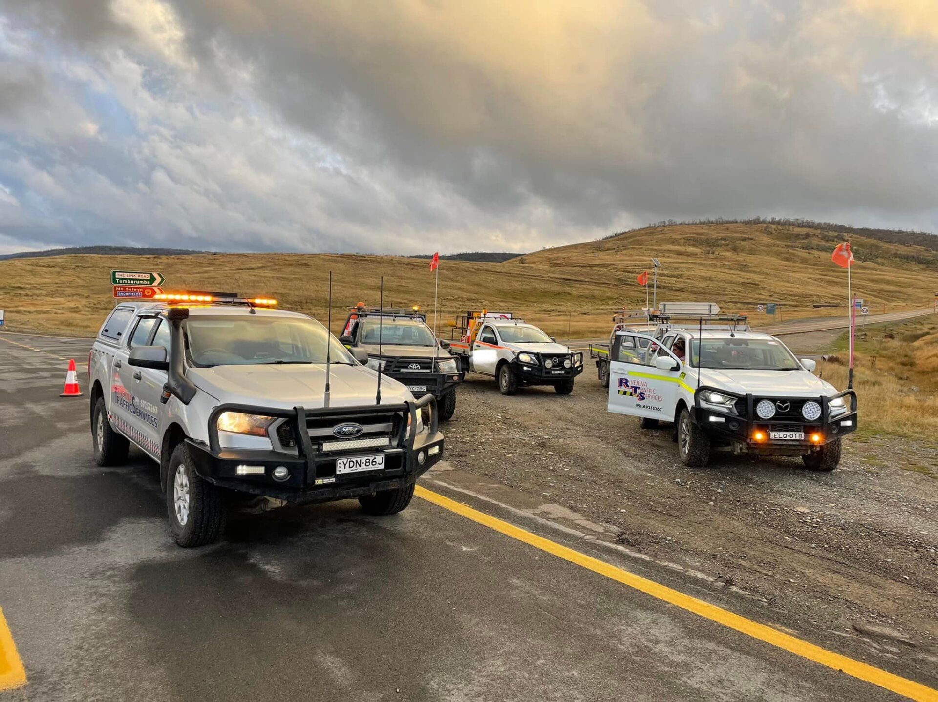 Traffic control vehicles at worksite