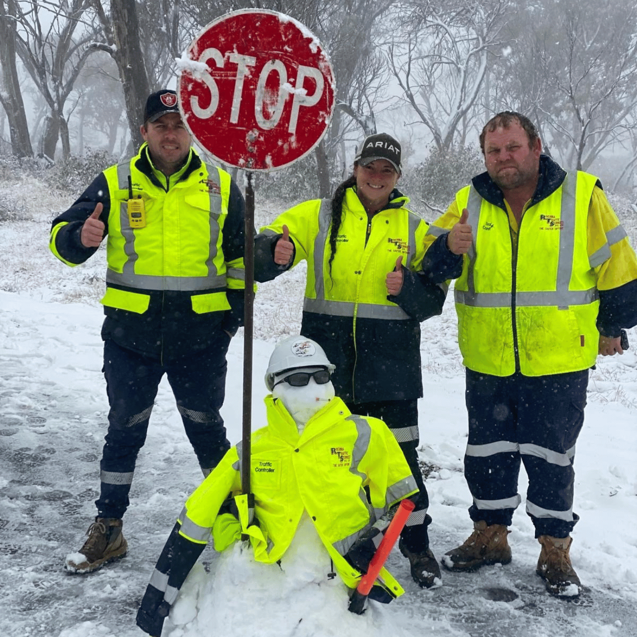 Traffic controller in the snow