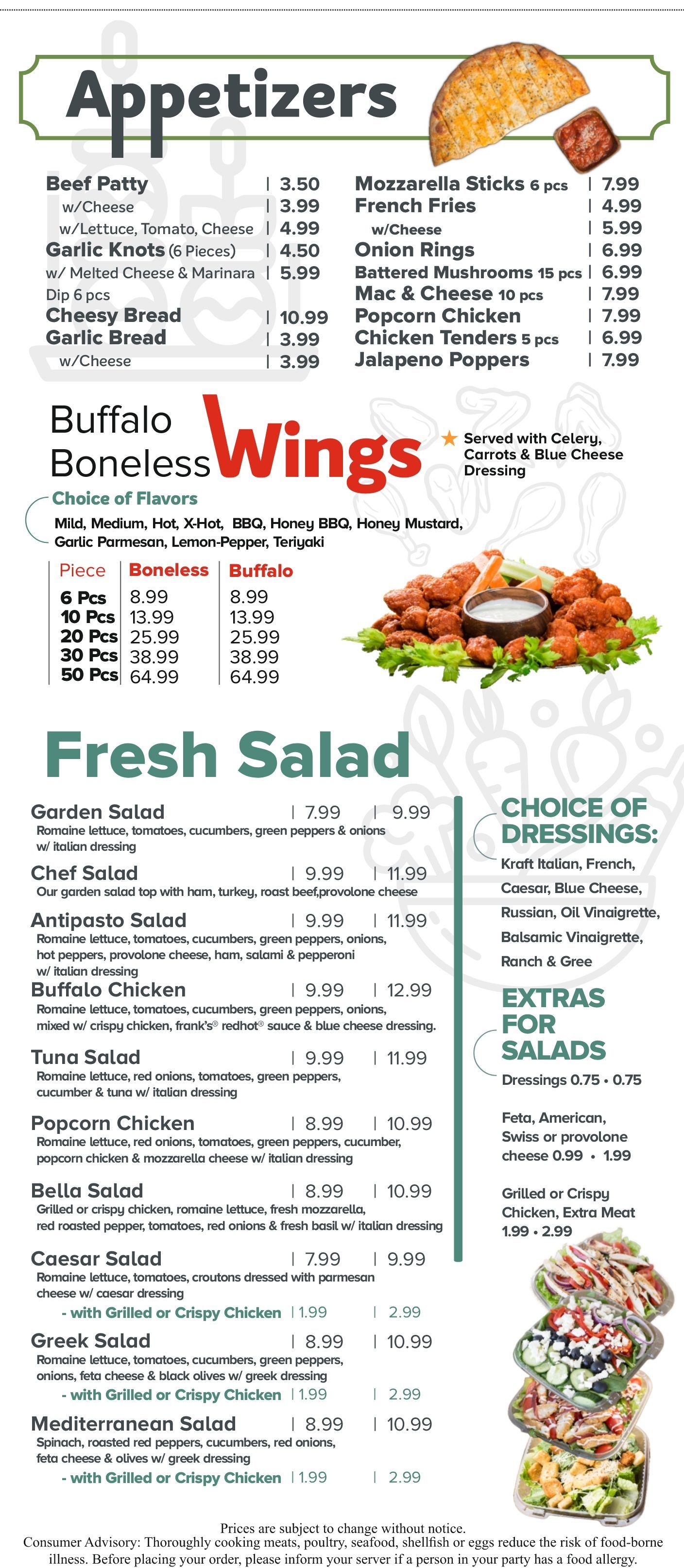 Menu Westgate Pizza Bella