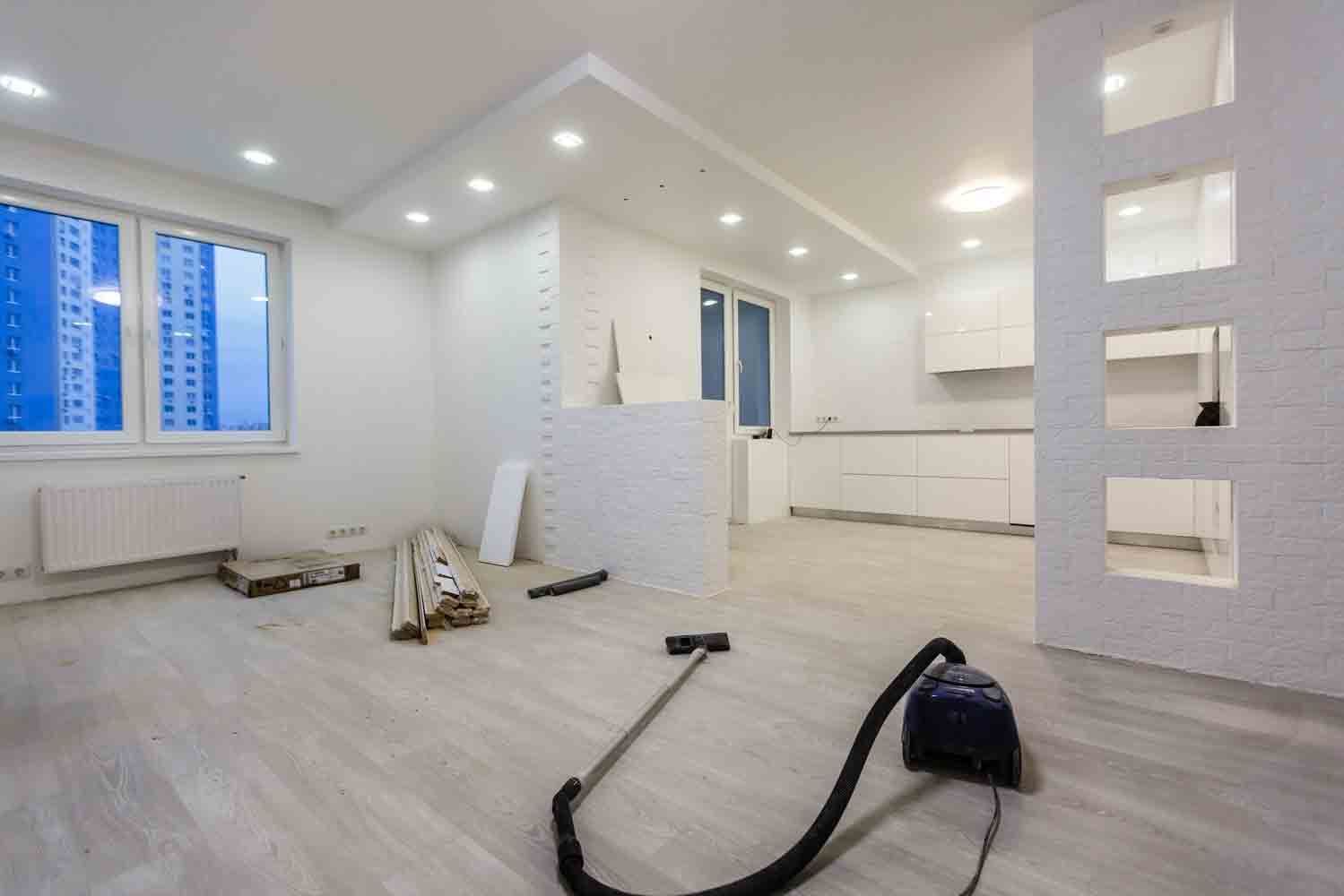 Empty Room With A Vacuum Cleaner — Ephrata, WA — Columbia Block Works & Construction LLC