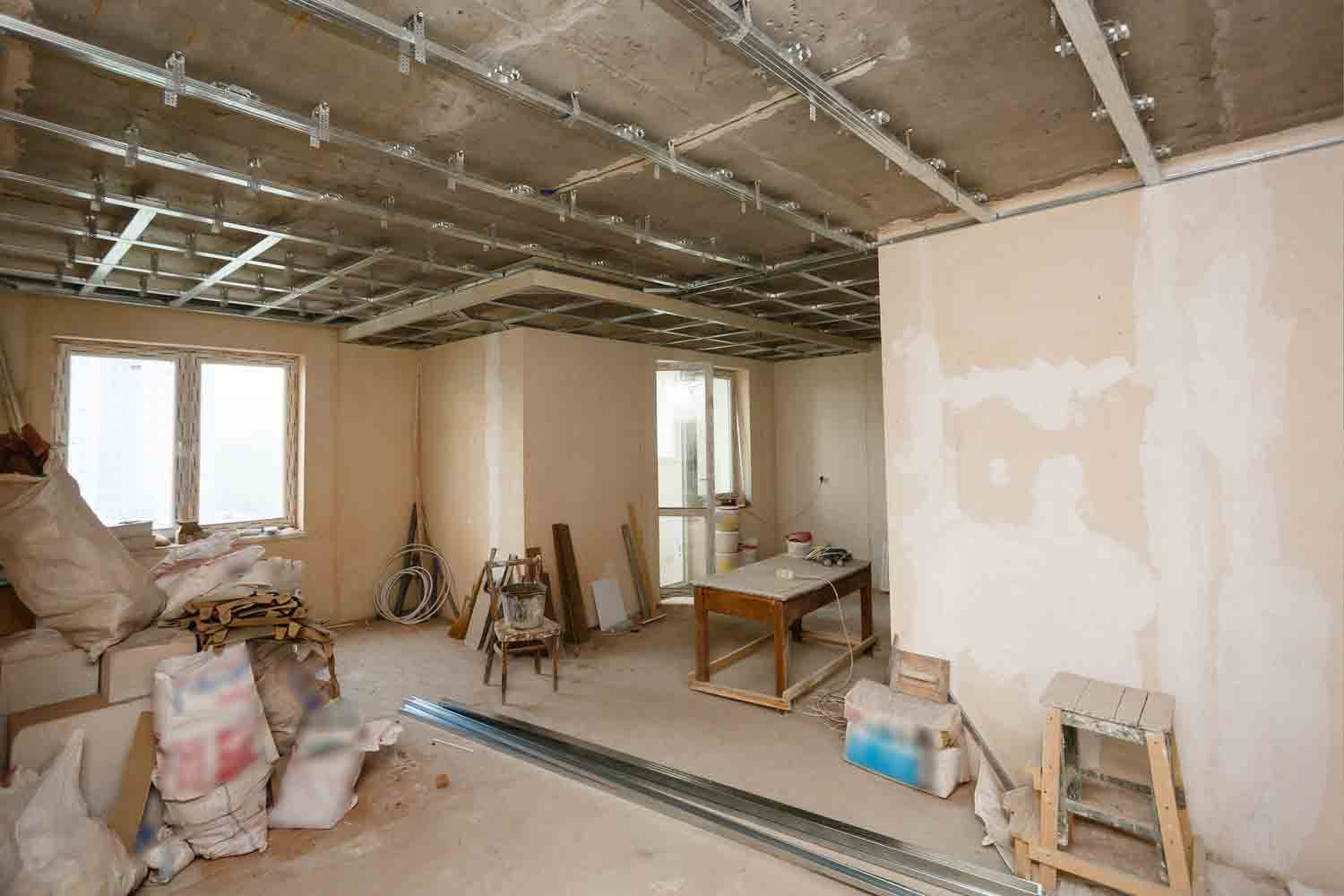 Empty Room Under Construction — Ephrata, WA — Columbia Block Works & Construction LLC