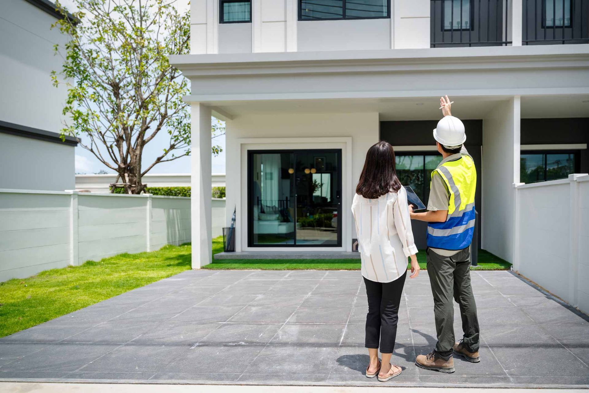 Standing In Front Of A House — Ephrata, WA — Columbia Block Works & Construction LLC