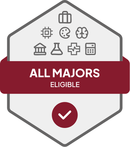 Badge with All Majors Eligible text 
