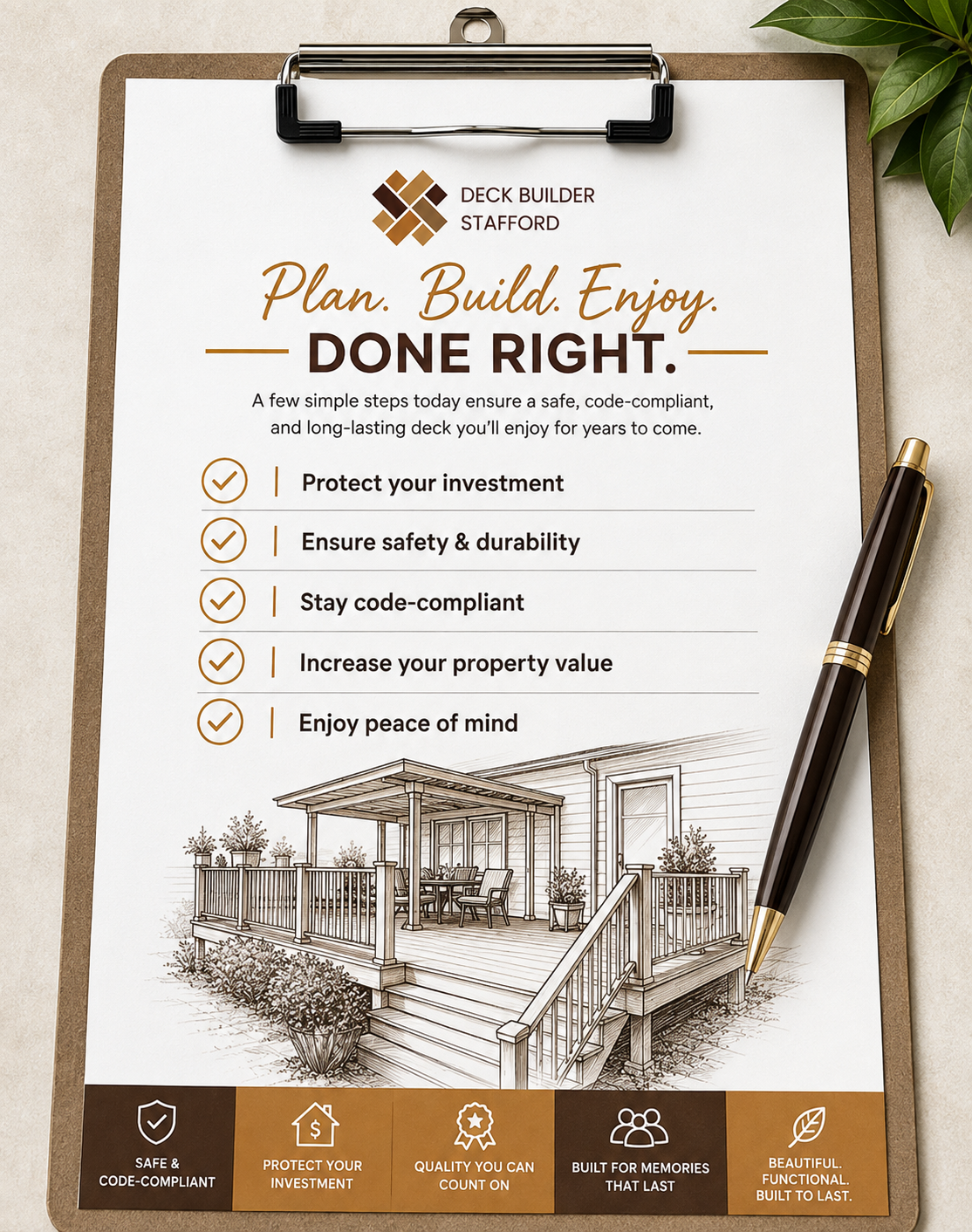 Deck building checklist for safe and code-compliant construction in Stafford, VA
