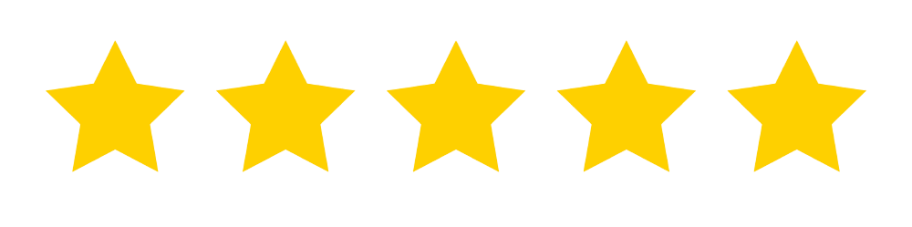 Five gold stars, representing a perfect rating.